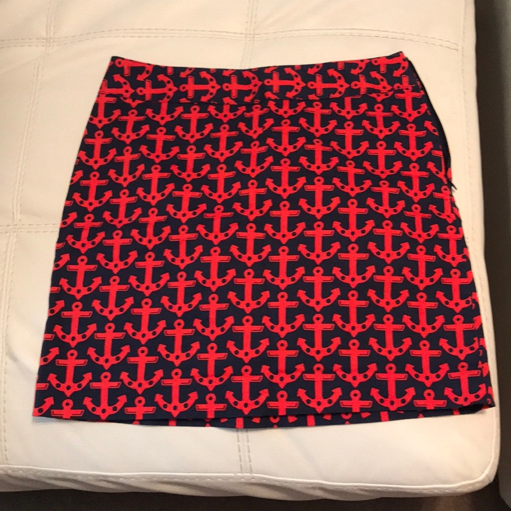 Vineyard Vines Preppy Red and Navy Anchor Skirt - Size 2 EUC